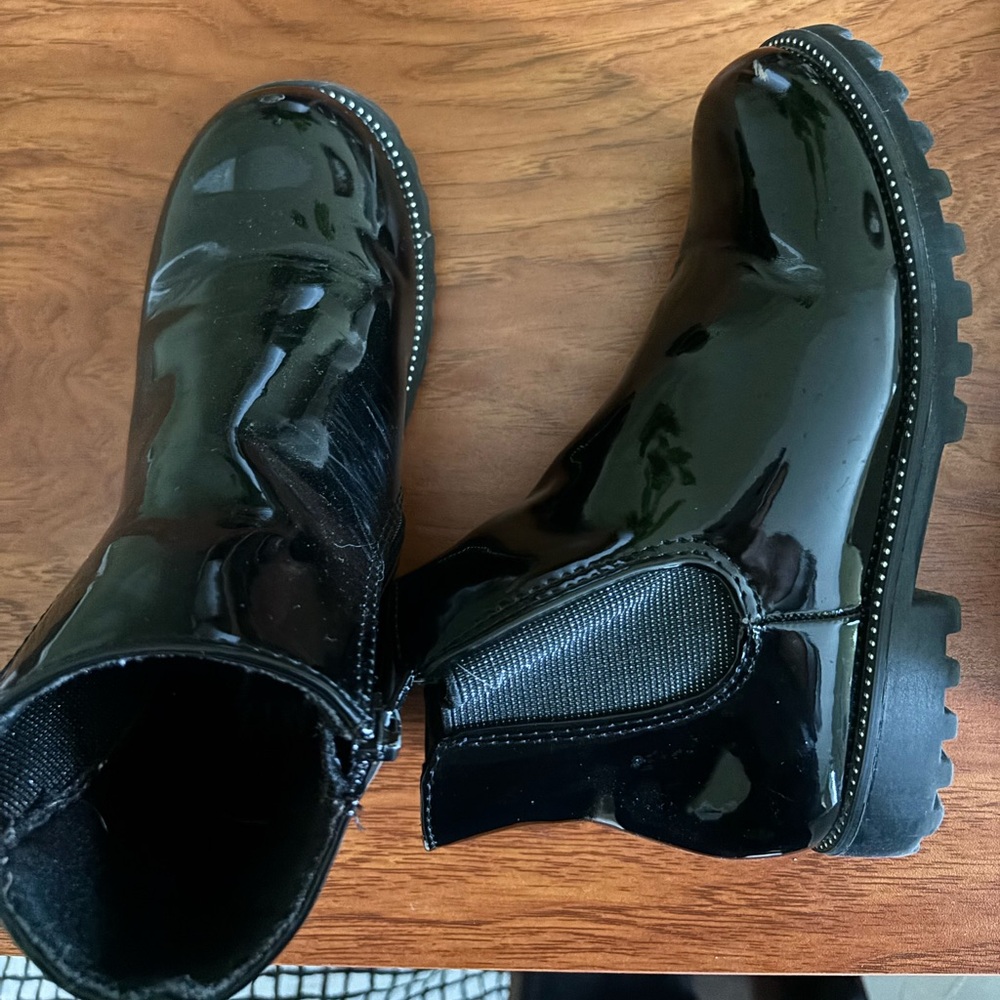 Black Patent Leather Ankle Boots